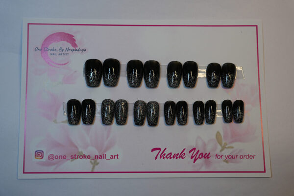 Glitter Black -Medium Square Shape - Image 7