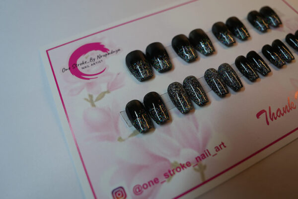 Glitter Black -Medium Square Shape - Image 8