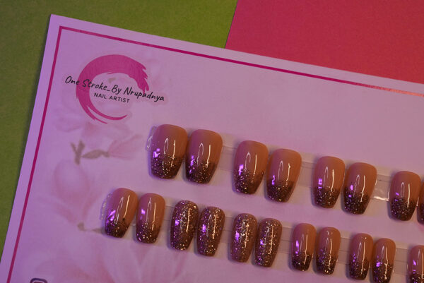 Glitter Nude Brown – Medium Square Shape - Image 4