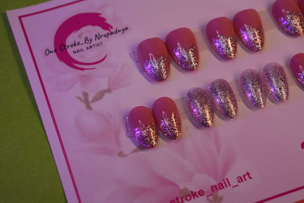 Glitter Pink – Medium Almond Shape - Image 2