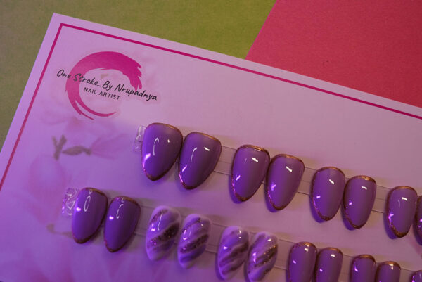 Purple Marble – Medium Almond Shape - Image 2
