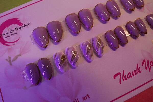 Purple Marble – Medium Almond Shape - Image 3